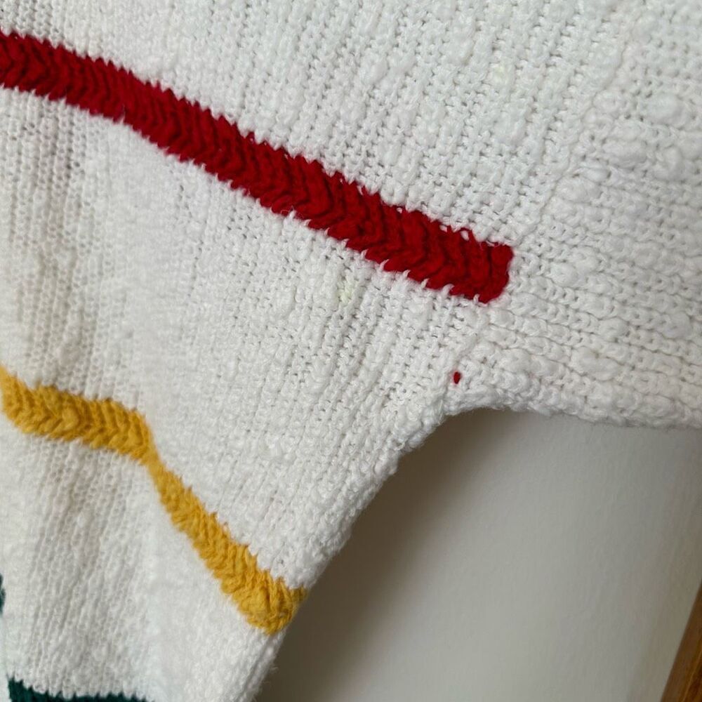 Gant Vintage Men’s Textured Oversized Cotton Primary Rainbow Stripe Grandpa Swea - Picture 4 of 11